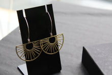 Load image into Gallery viewer, Brass &amp; Sterling Silver Statement Earrings Half Sun
