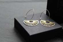 Load image into Gallery viewer, Brass &amp; Sterling Silver Statement Earrings Half Sun

