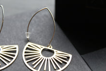 Load image into Gallery viewer, Brass &amp; Sterling Silver Statement Earrings Half Sun
