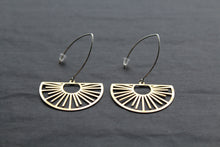 Load image into Gallery viewer, Brass &amp; Sterling Silver Statement Earrings Half Sun
