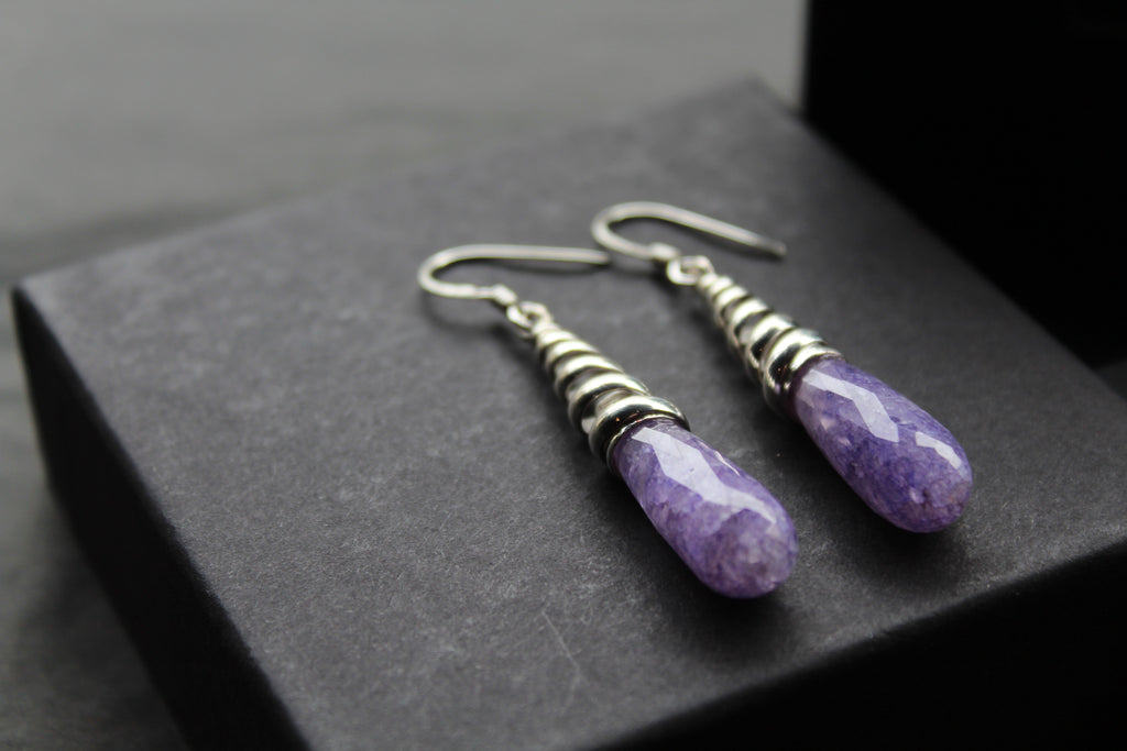 Briolette Sapphire Quartz Coiled Top Earrings