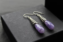 Load image into Gallery viewer, Briolette Sapphire Quartz Coiled Top Earrings
