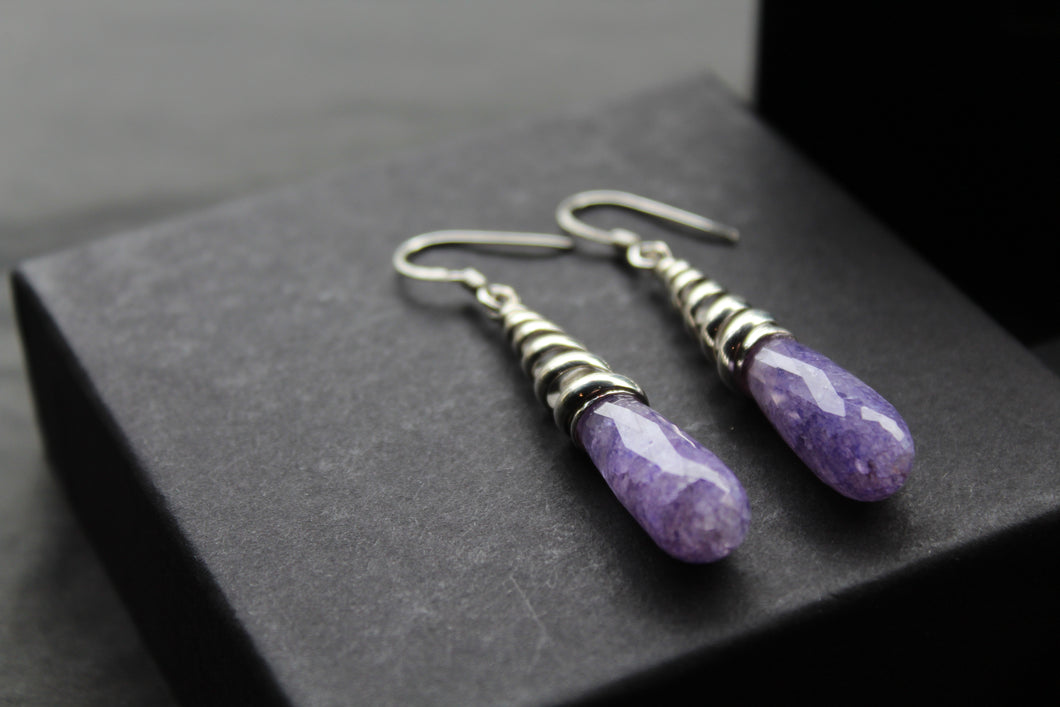 Briolette Sapphire Quartz Coiled Top Earrings