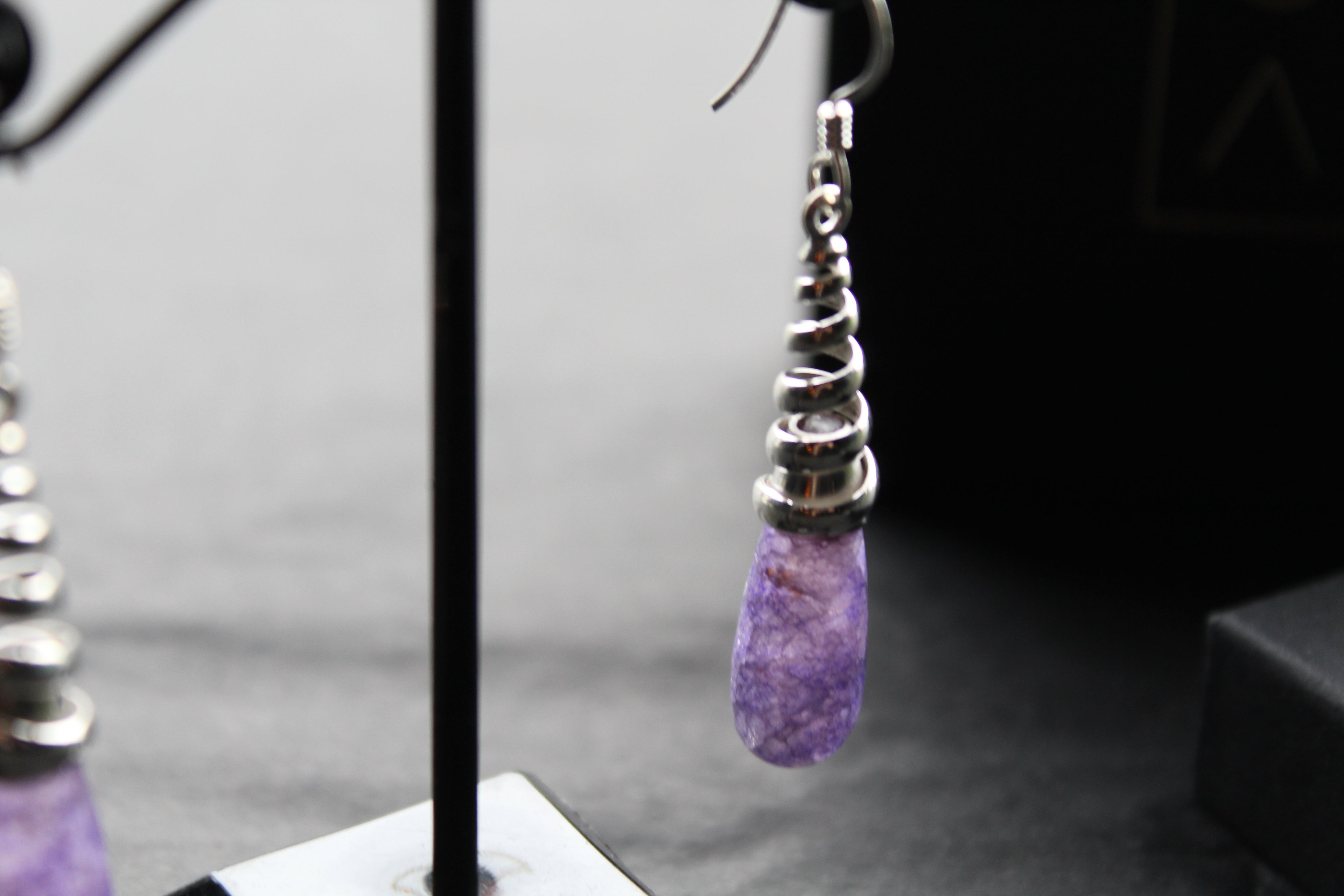 Briolette Sapphire Quartz Coiled Top Earrings