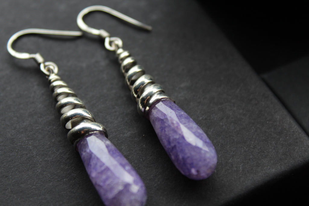 Briolette Sapphire Quartz Coiled Top Earrings