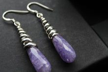 Load image into Gallery viewer, Briolette Sapphire Quartz Coiled Top Earrings

