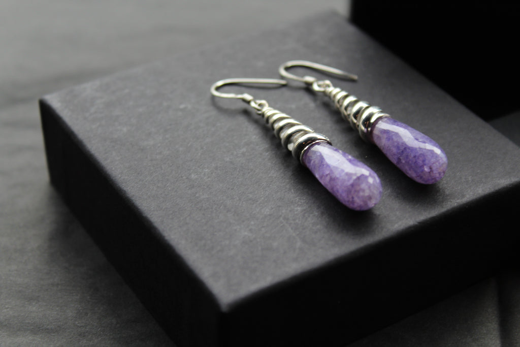 Briolette Sapphire Quartz Coiled Top Earrings