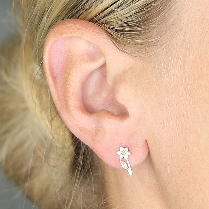 Cubic Zirconia Silver Daffodil Studs
