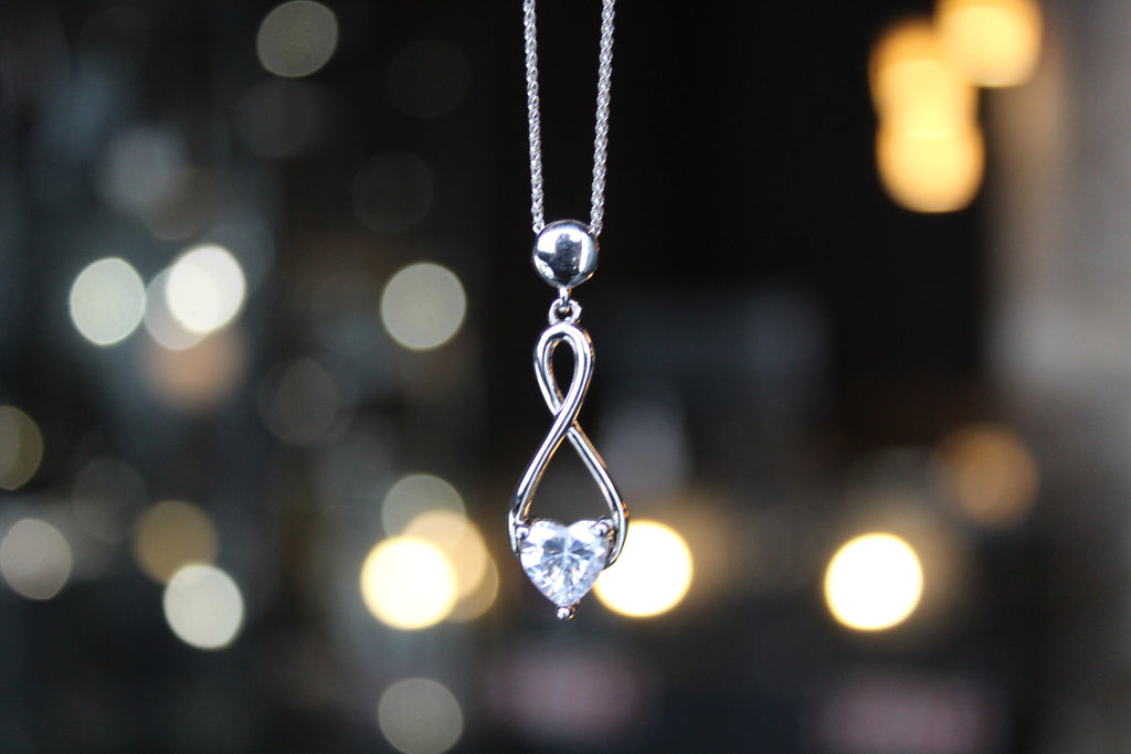 CZ Heart Celtic Drop Pendant