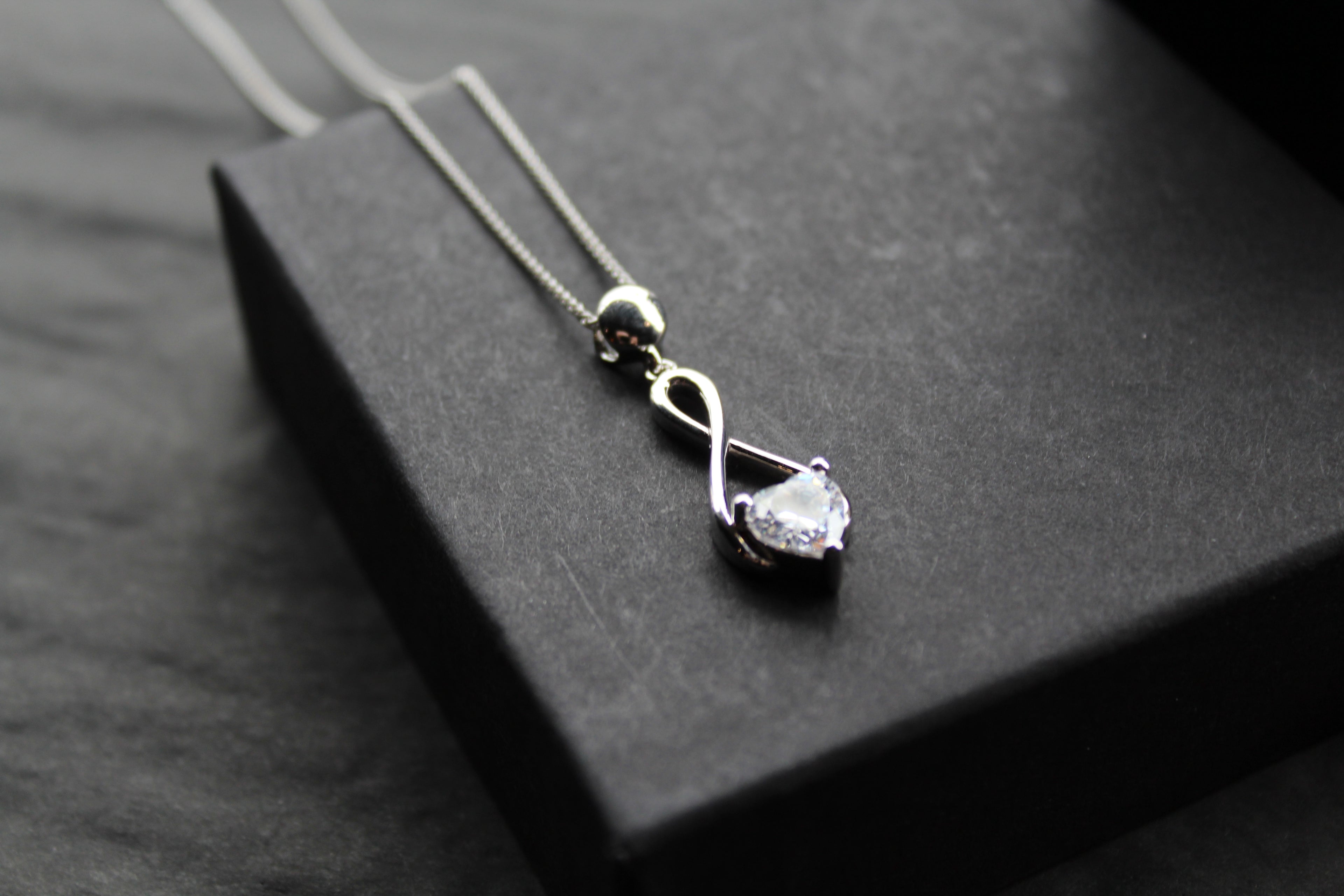 CZ Heart Celtic Drop Pendant