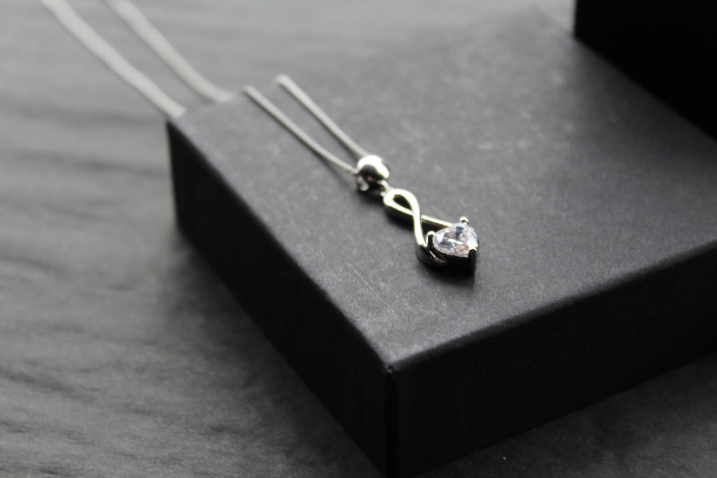 CZ Heart Celtic Drop Pendant