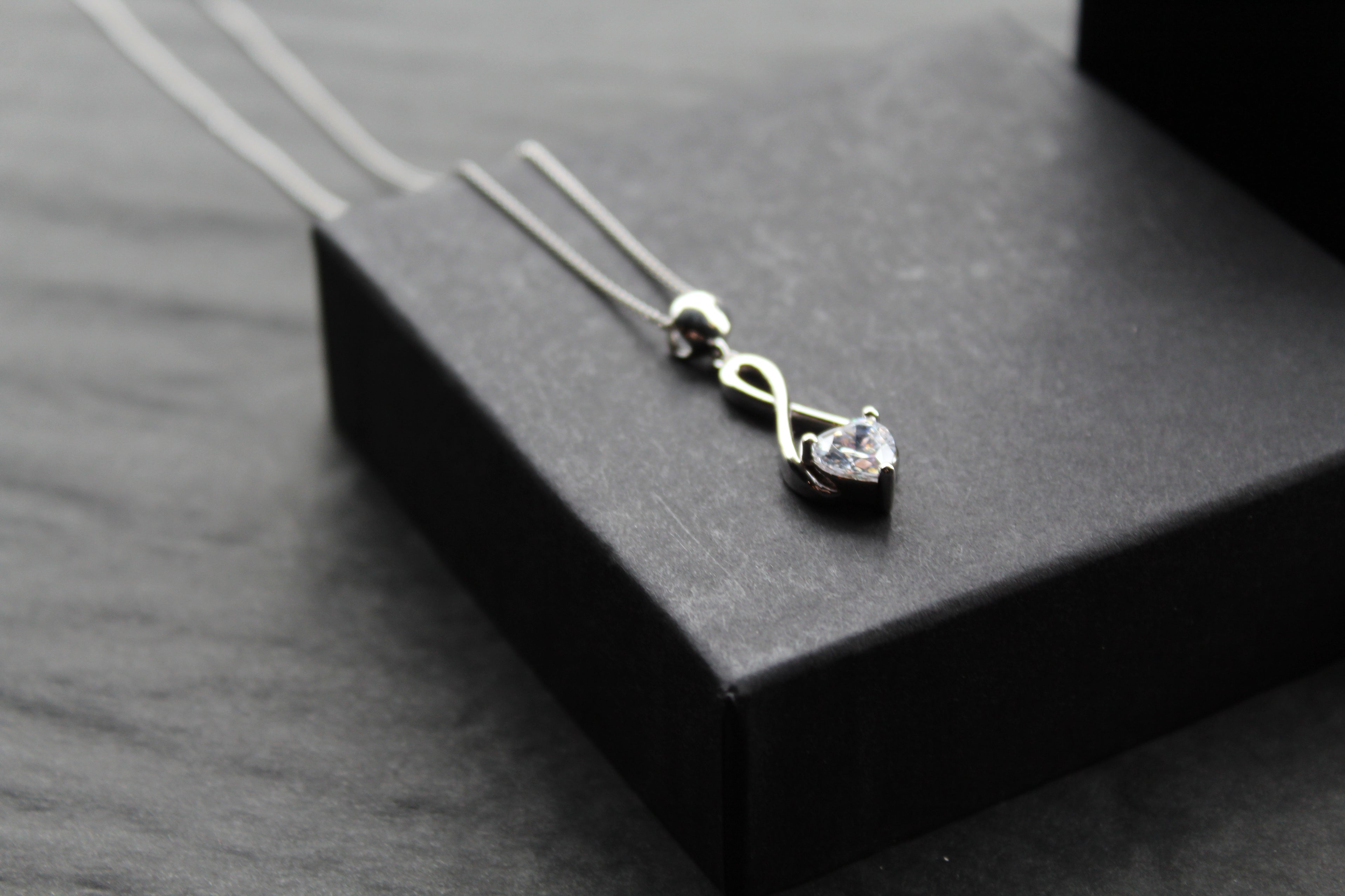 CZ Heart Celtic Drop Pendant