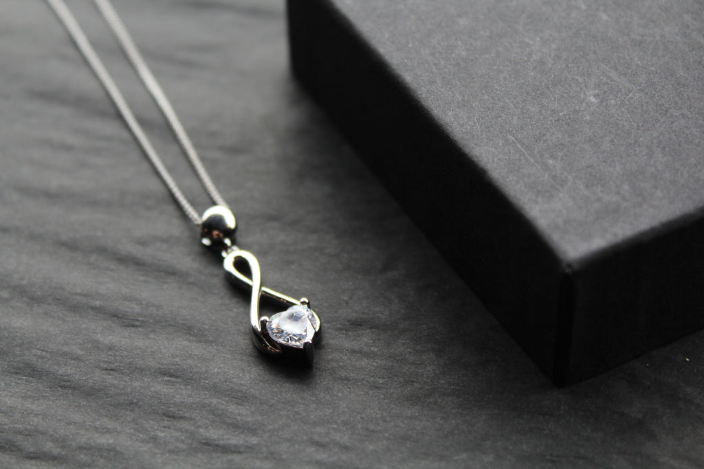 CZ Heart Celtic Drop Pendant