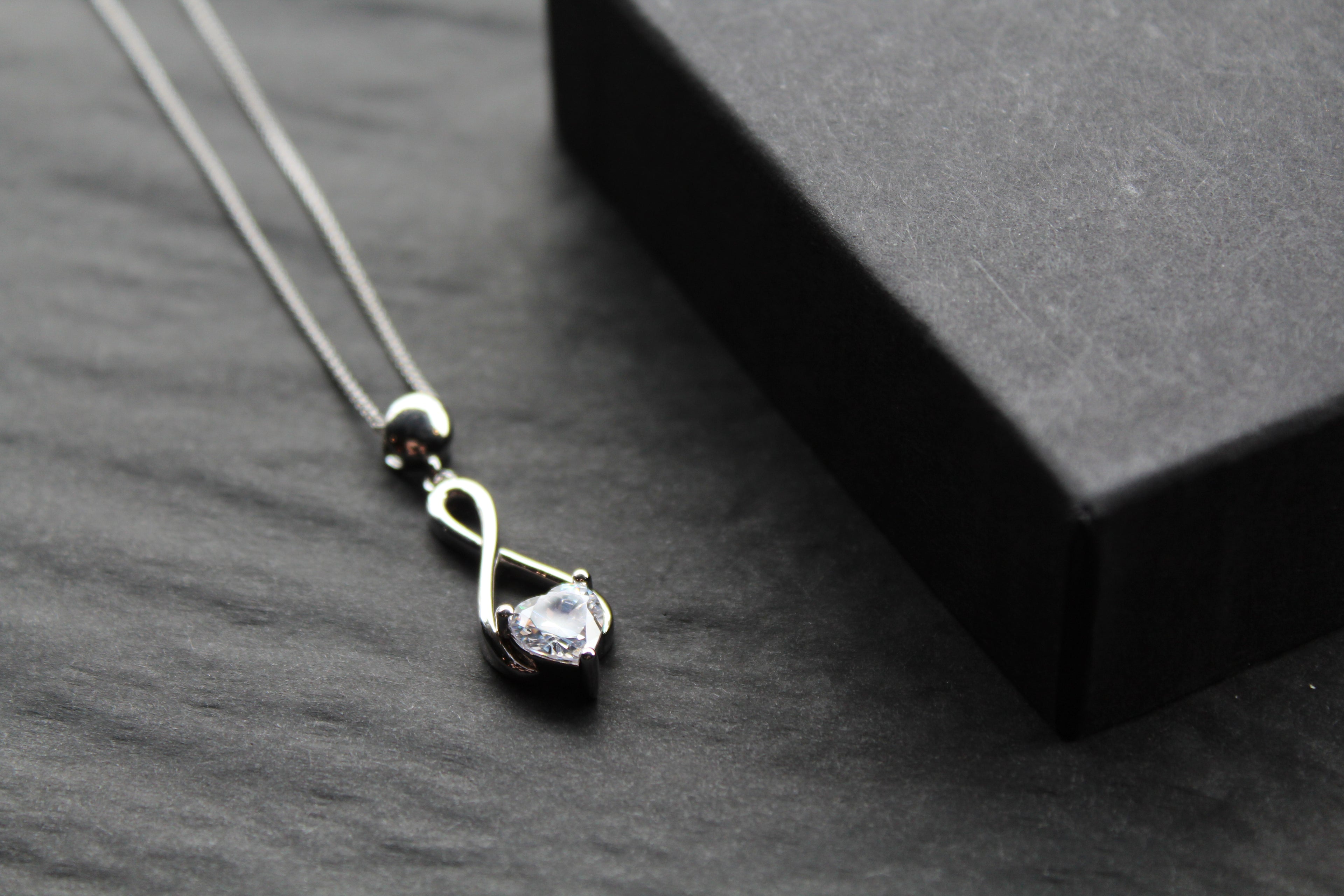 CZ Heart Celtic Drop Pendant