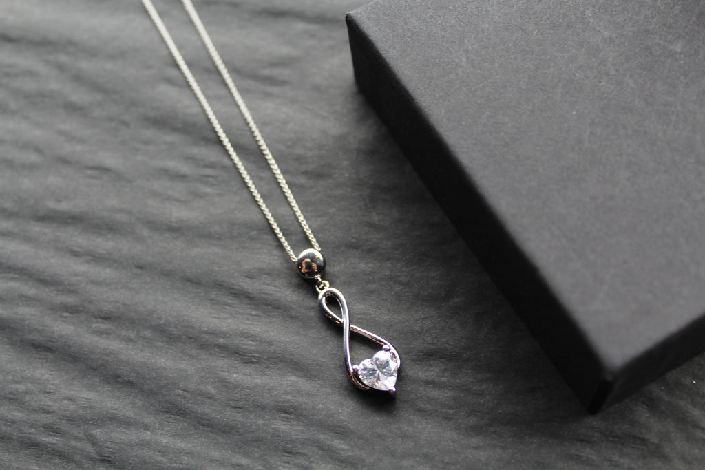 CZ Heart Celtic Drop Pendant