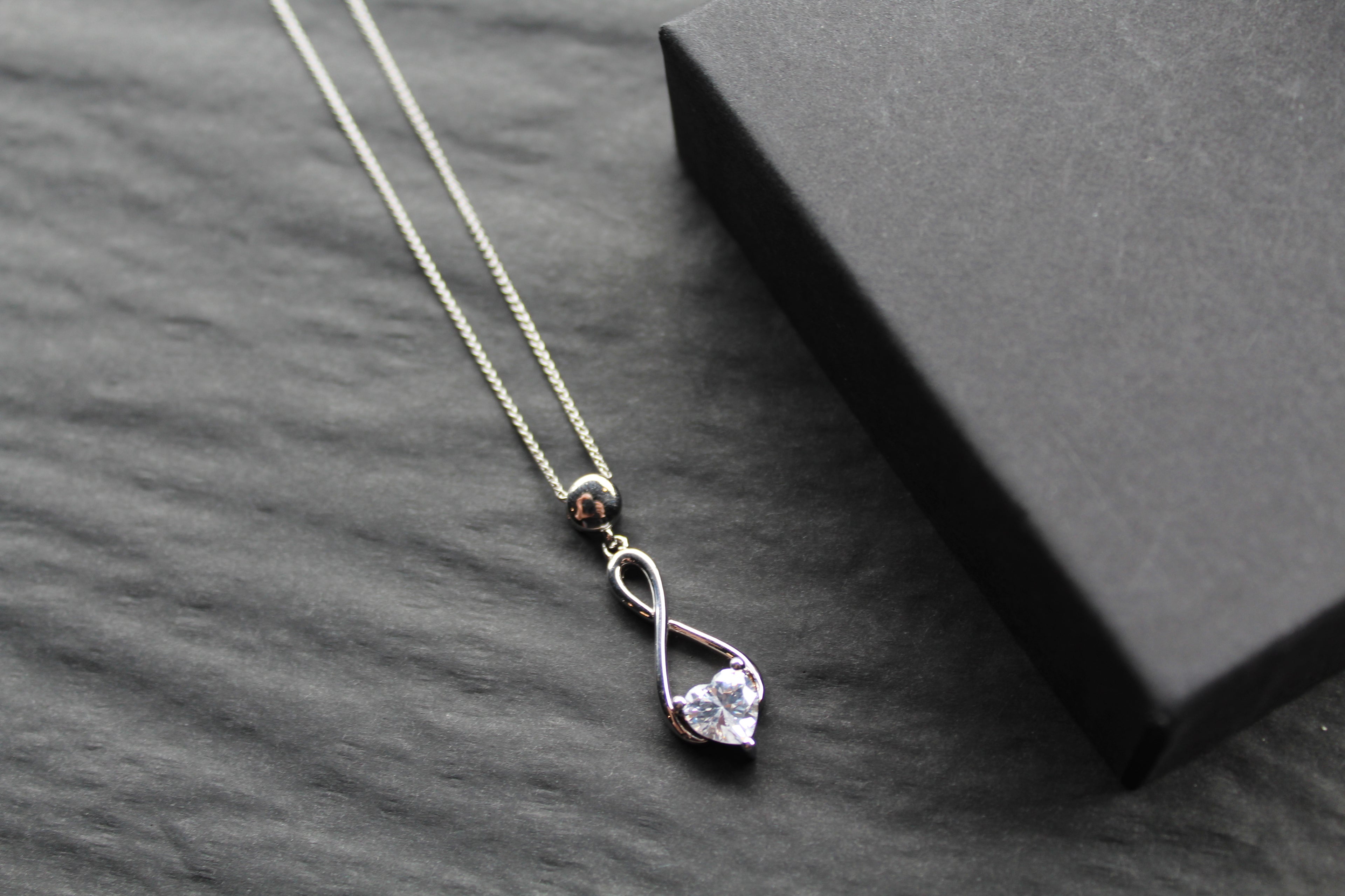 CZ Heart Celtic Drop Pendant