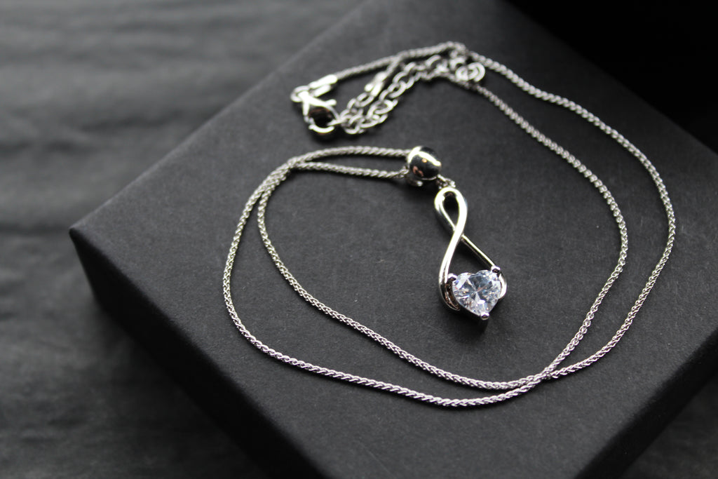 CZ Heart Celtic Drop Pendant