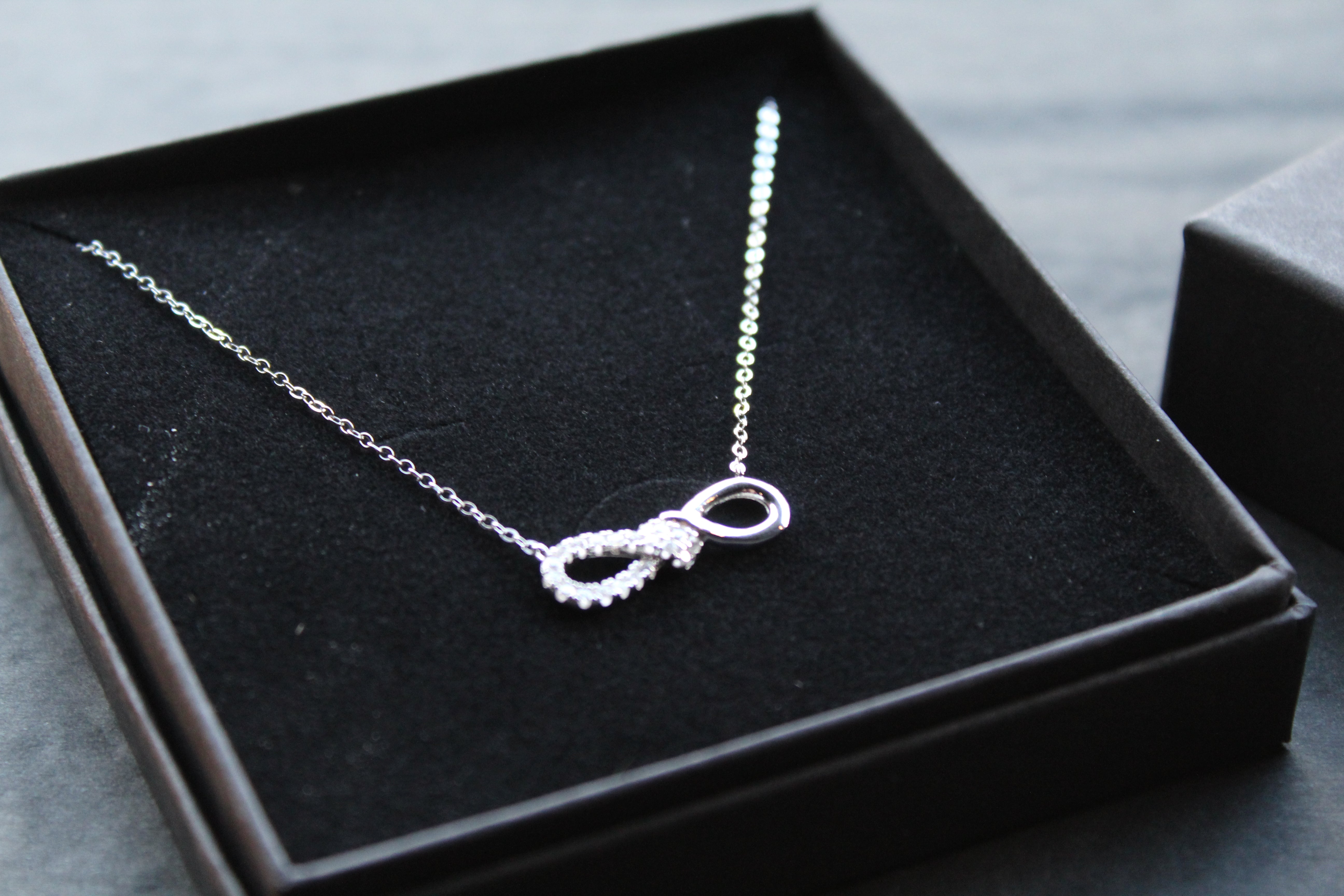 CZ Infinity Necklace with 41-46cm Chain – Swax Jewellery Barmouth