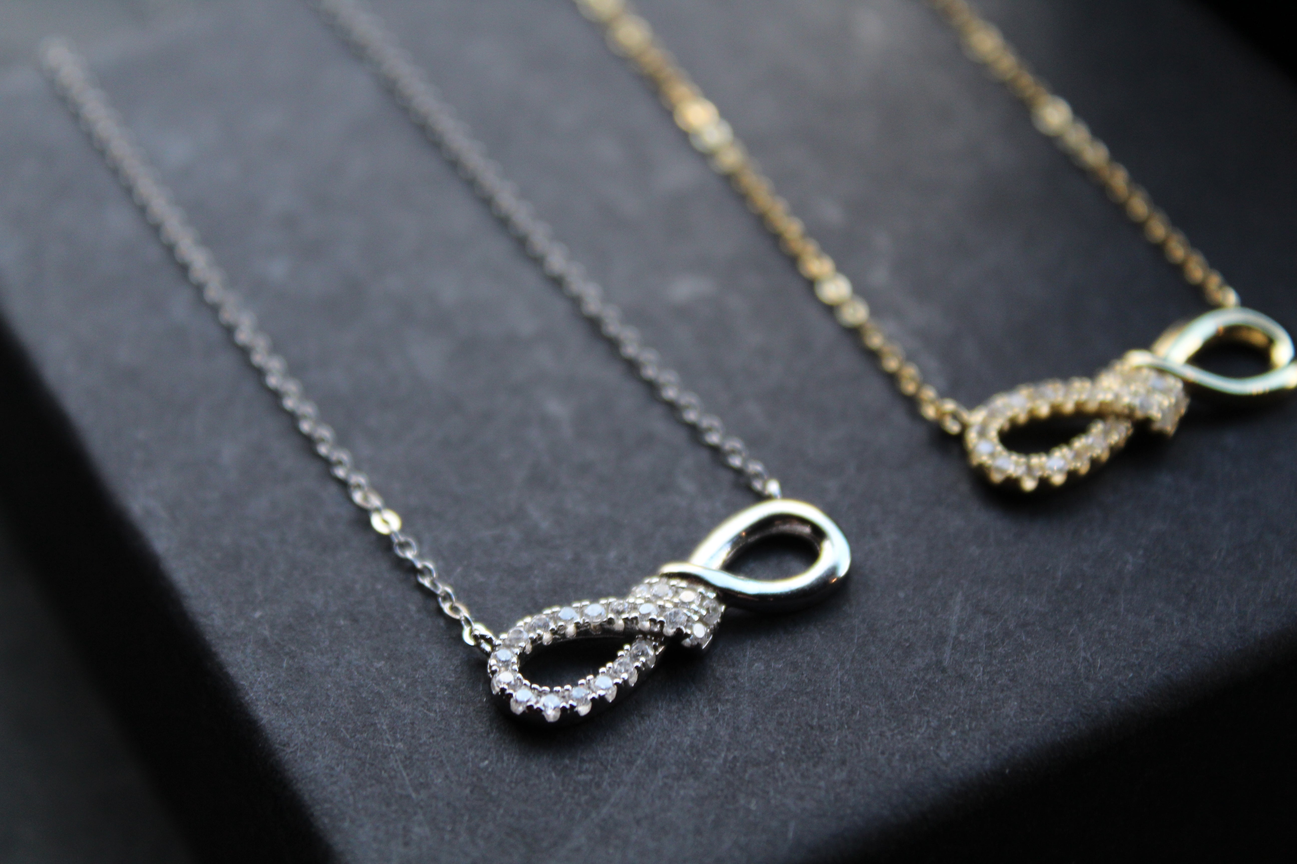 CZ Infinity Necklace with 41-46cm Chain – Swax Jewellery Barmouth