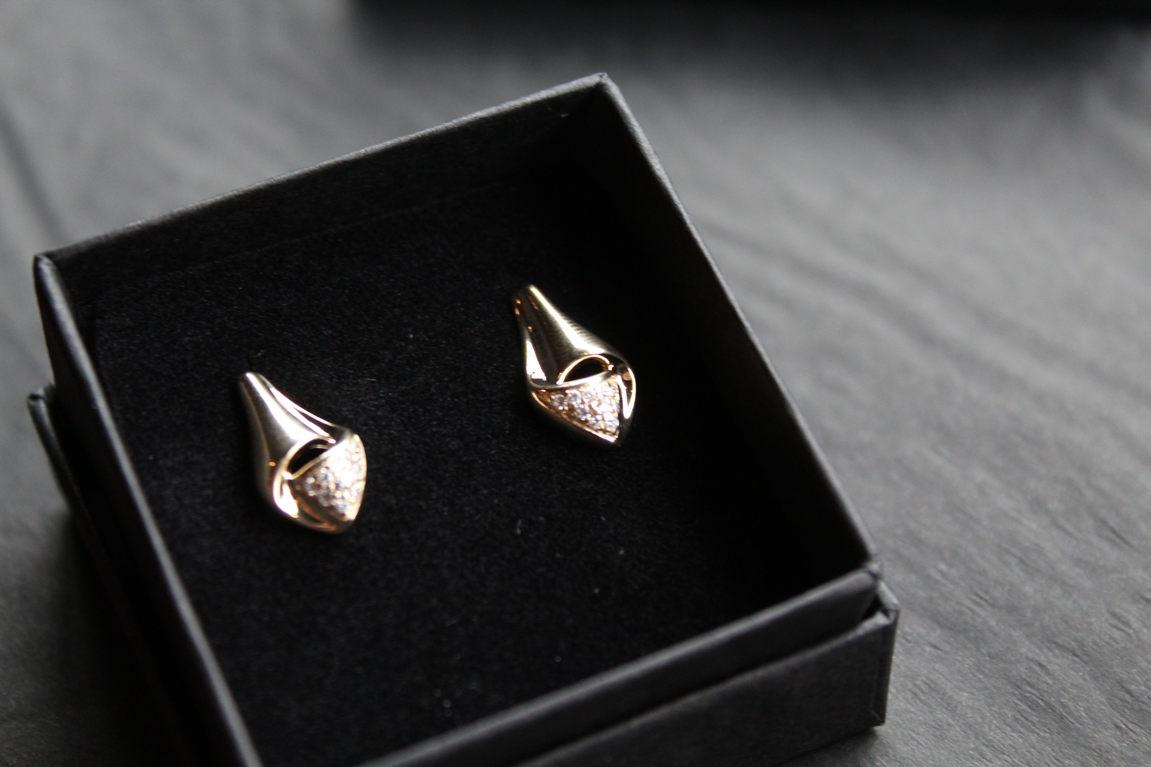 CZ Teardrop Drop Earrings Silver with Gold Plate