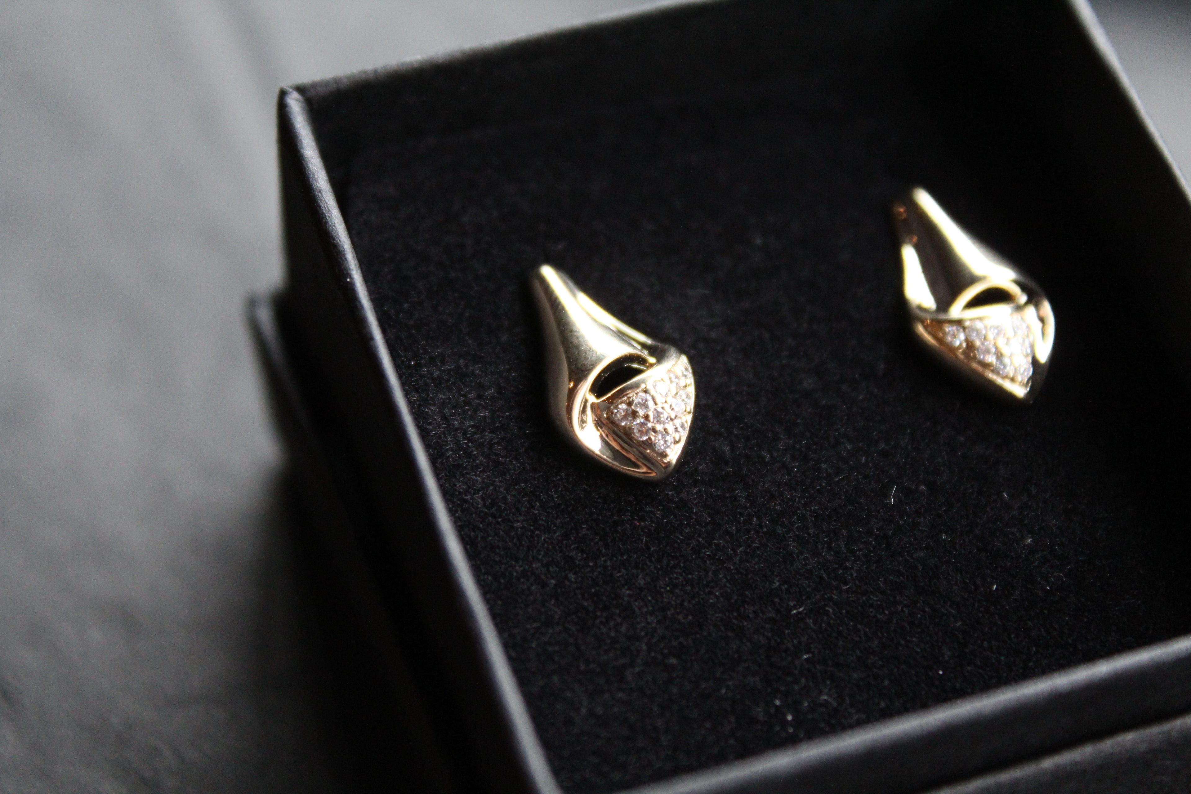 CZ Teardrop Drop Earrings Silver with Gold Plate