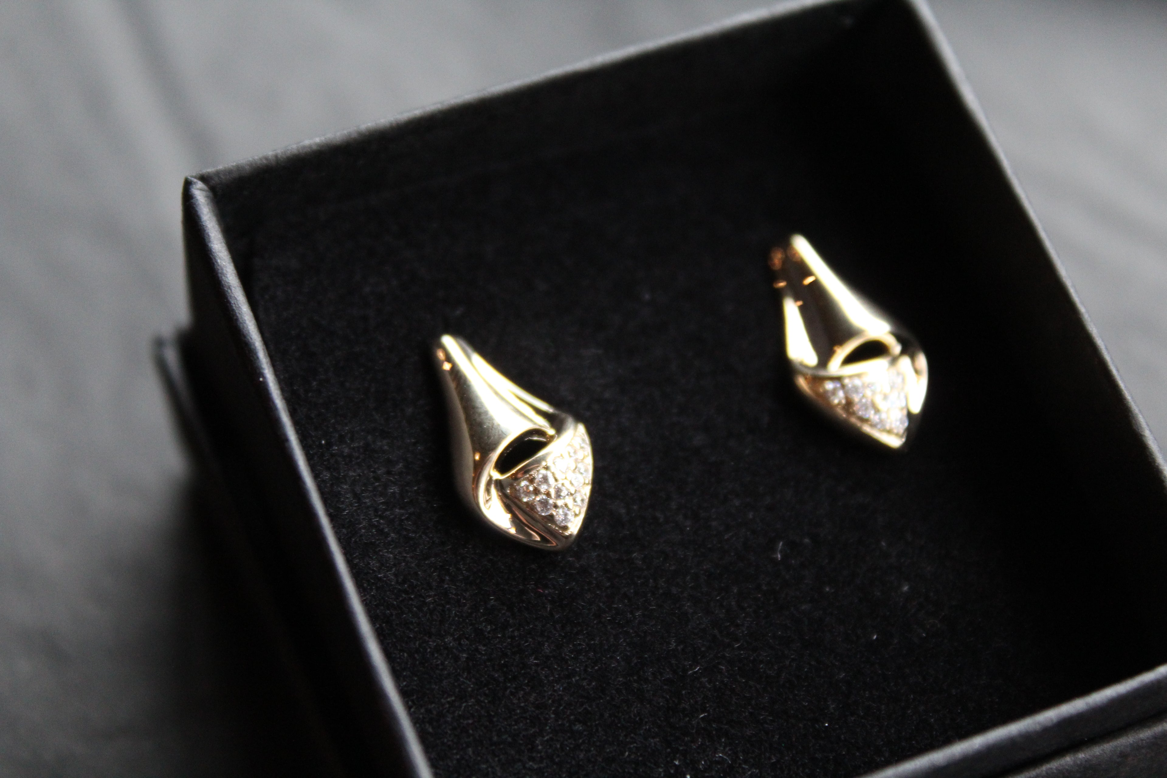 CZ Teardrop Drop Earrings Silver with Gold Plate