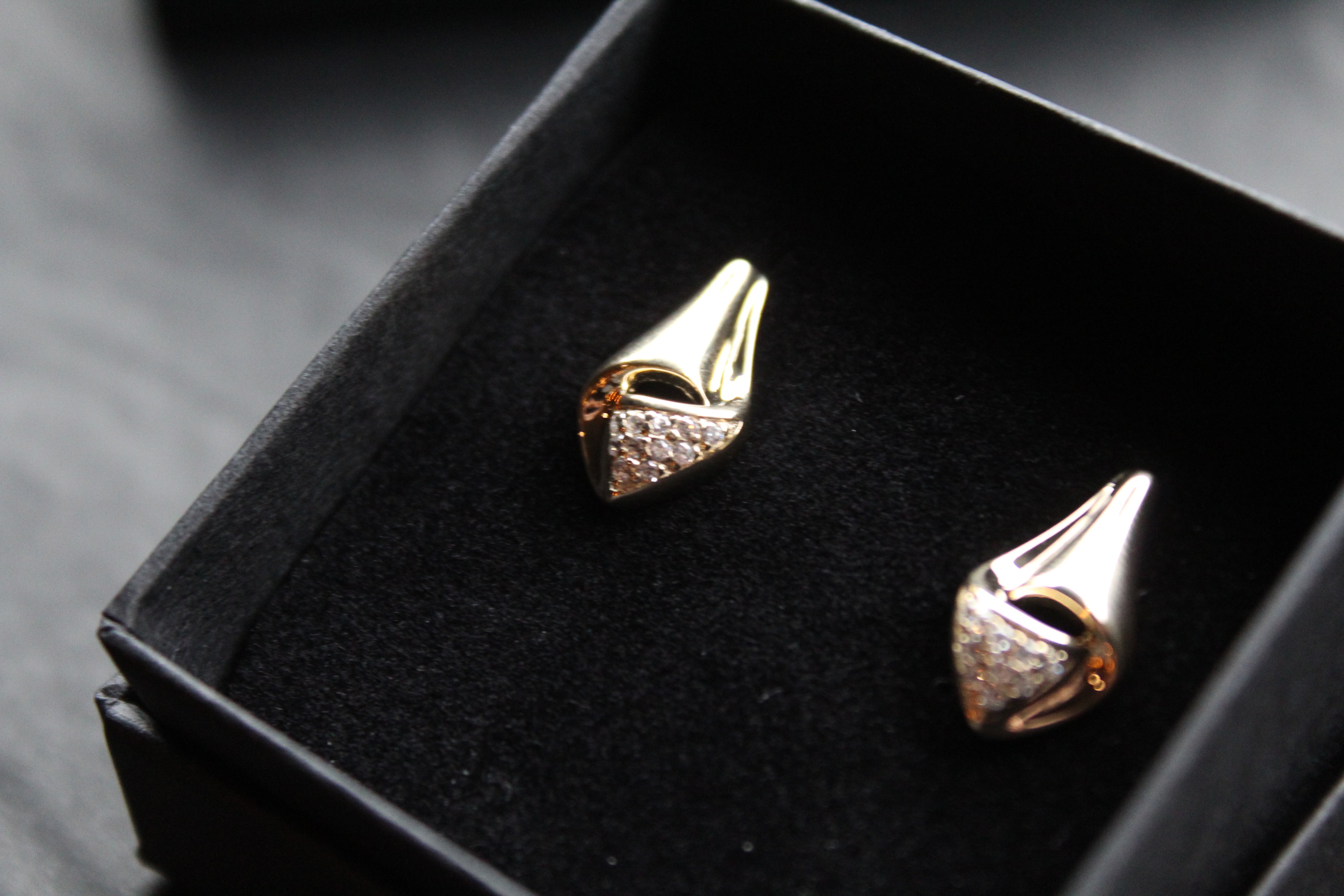 CZ Teardrop Drop Earrings Silver with Gold Plate