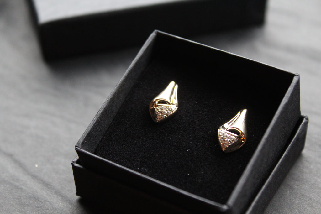 CZ Teardrop Drop Earrings Silver with Gold Plate