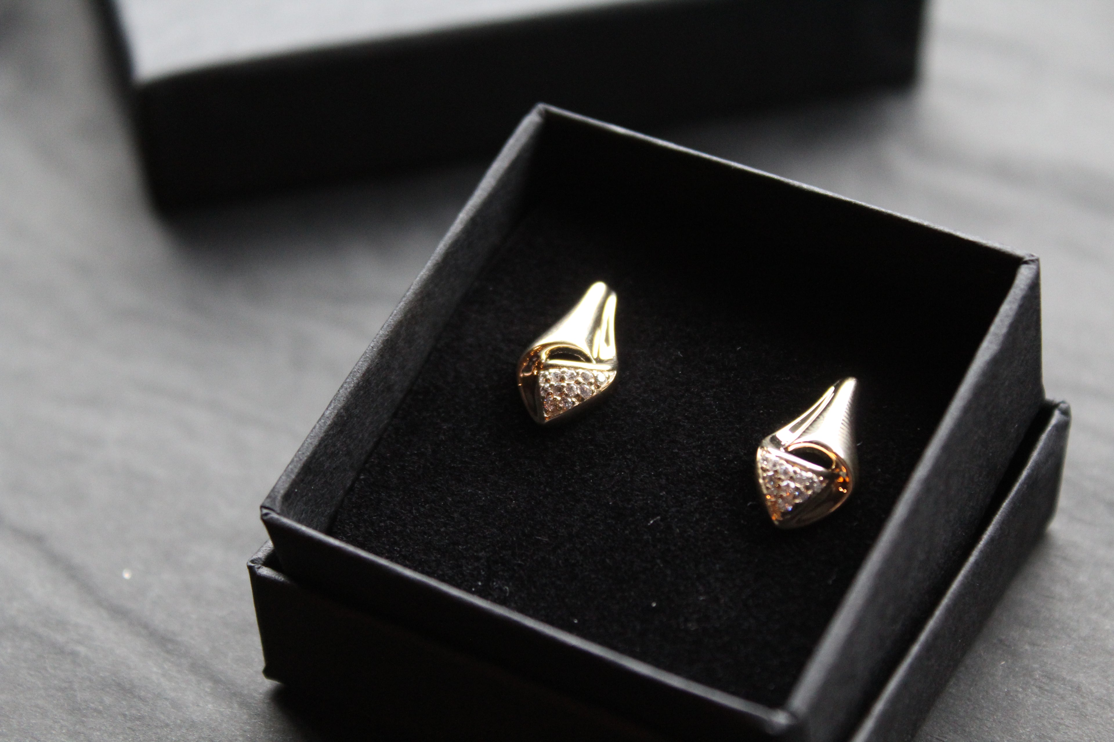 CZ Teardrop Drop Earrings Silver with Gold Plate