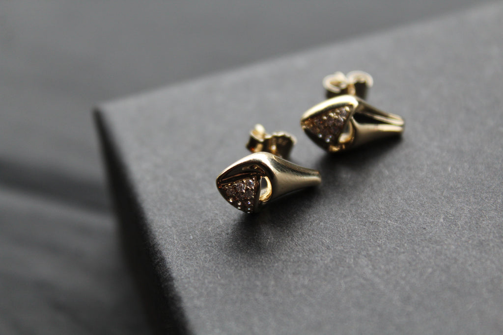 CZ Teardrop Drop Earrings Silver with Gold Plate