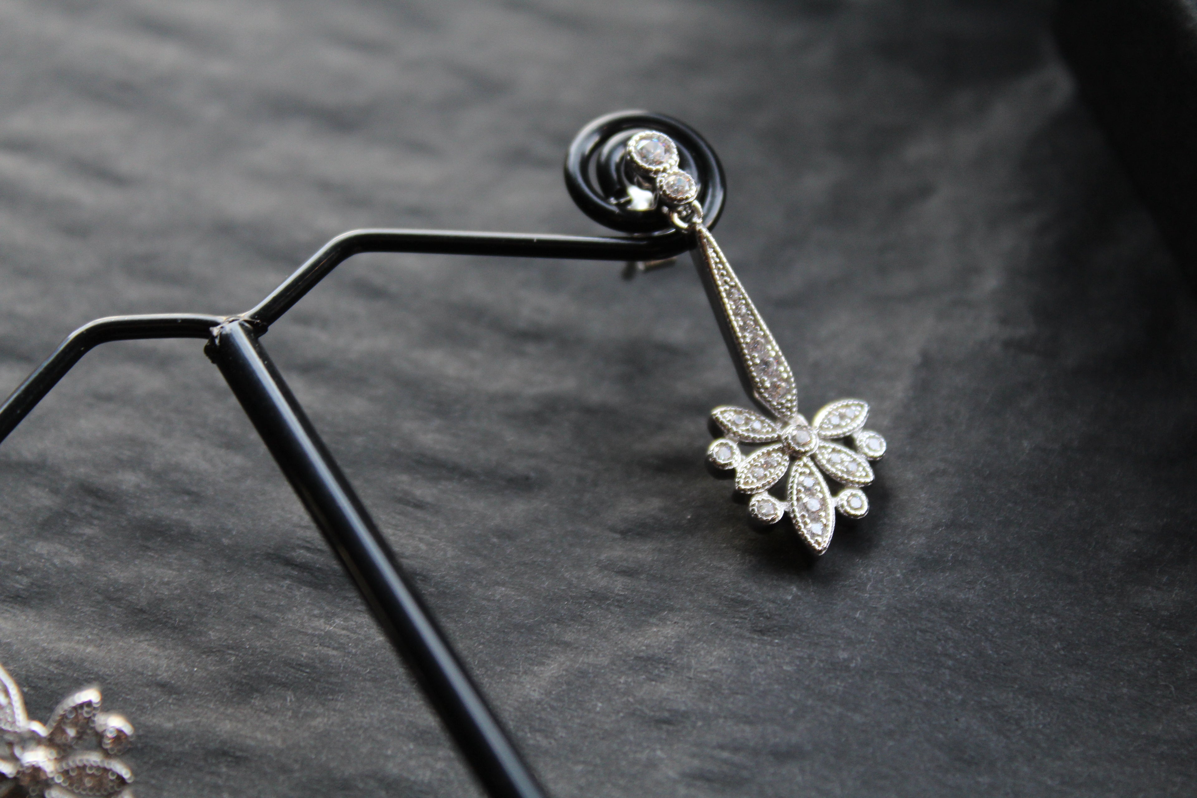 CZ Victorian Butterfly Drop Earrings