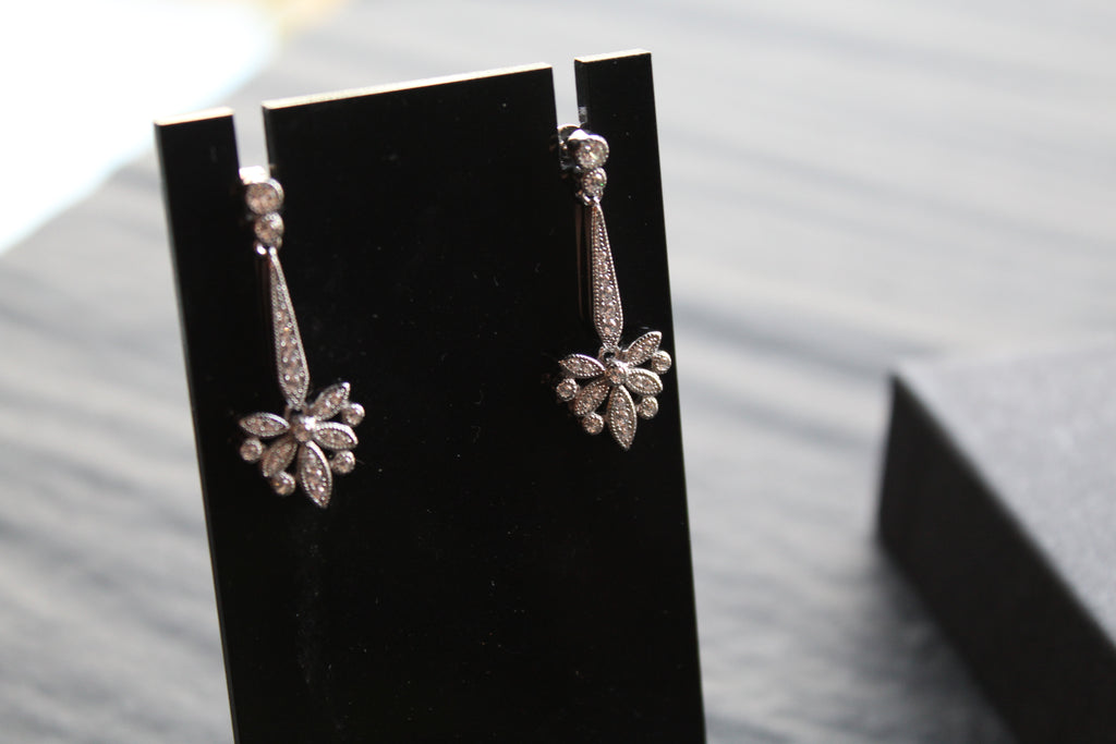 CZ Victorian Butterfly Drop Earrings