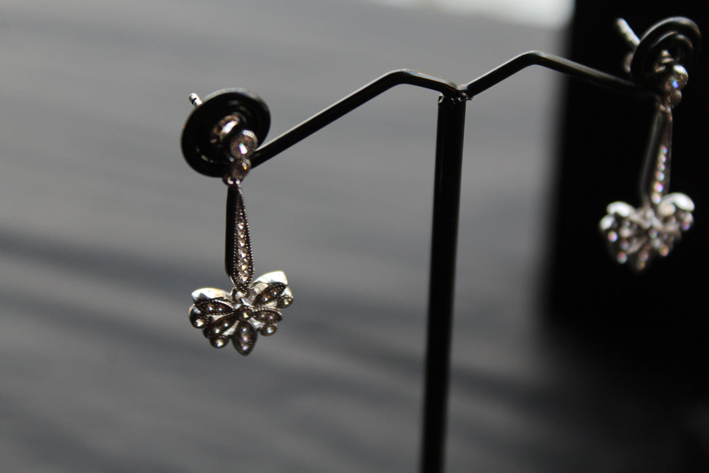 CZ Victorian Butterfly Drop Earrings