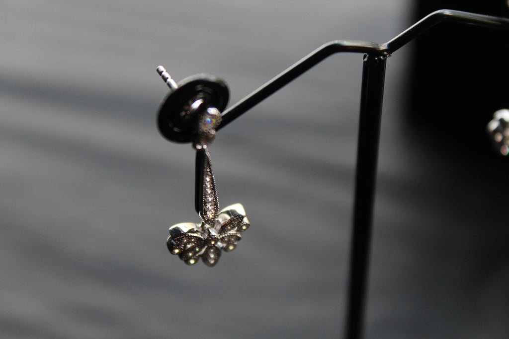 CZ Victorian Butterfly Drop Earrings