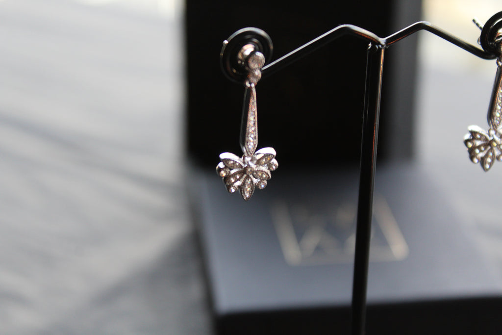 CZ Victorian Butterfly Drop Earrings