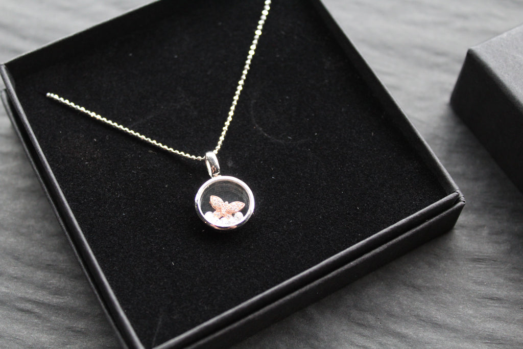 Celestial Rose Butterfly Pendant & Chain
