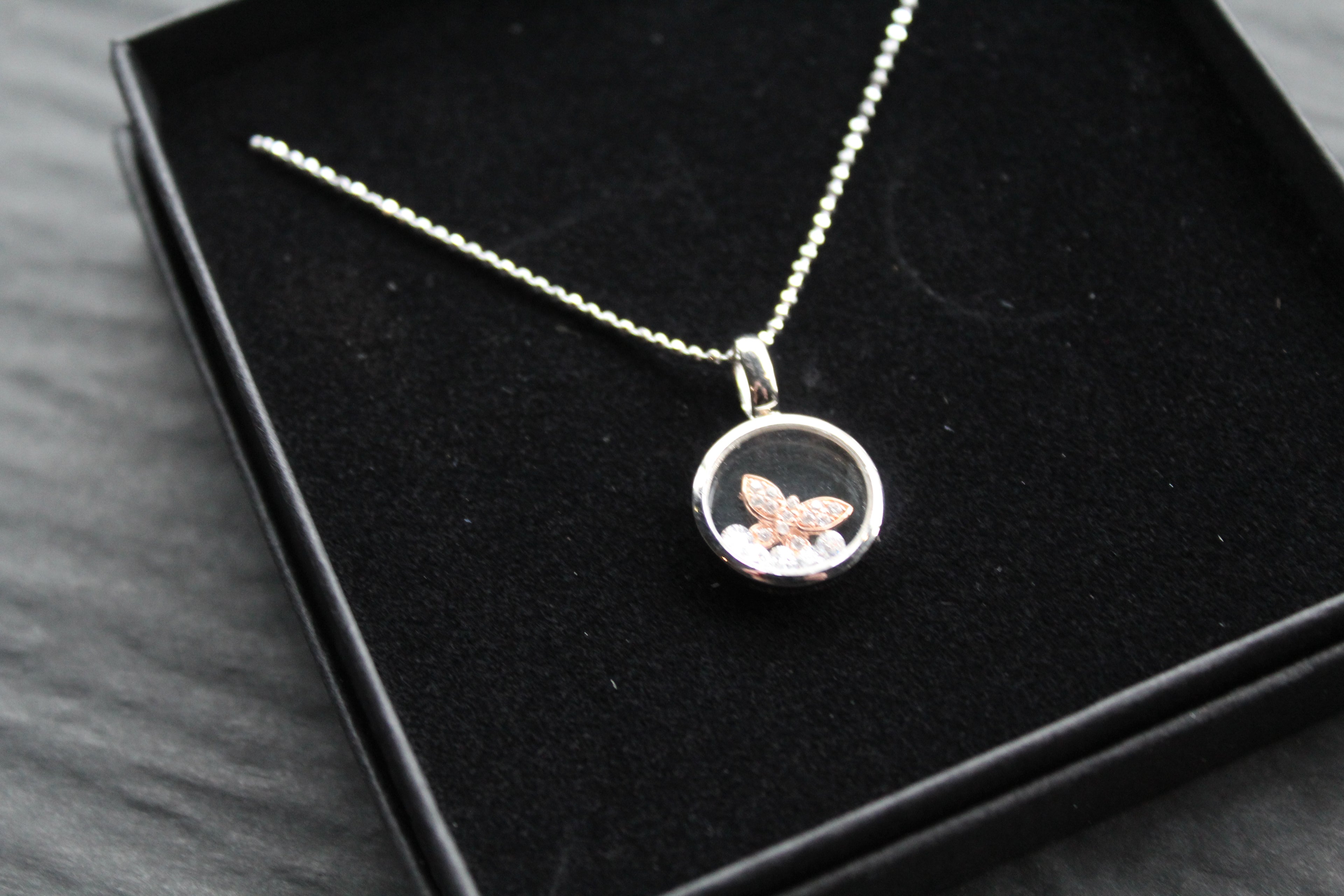 Celestial Rose Butterfly Pendant & Chain