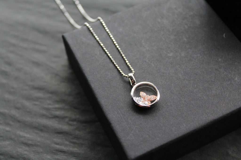 Celestial Rose Butterfly Pendant & Chain
