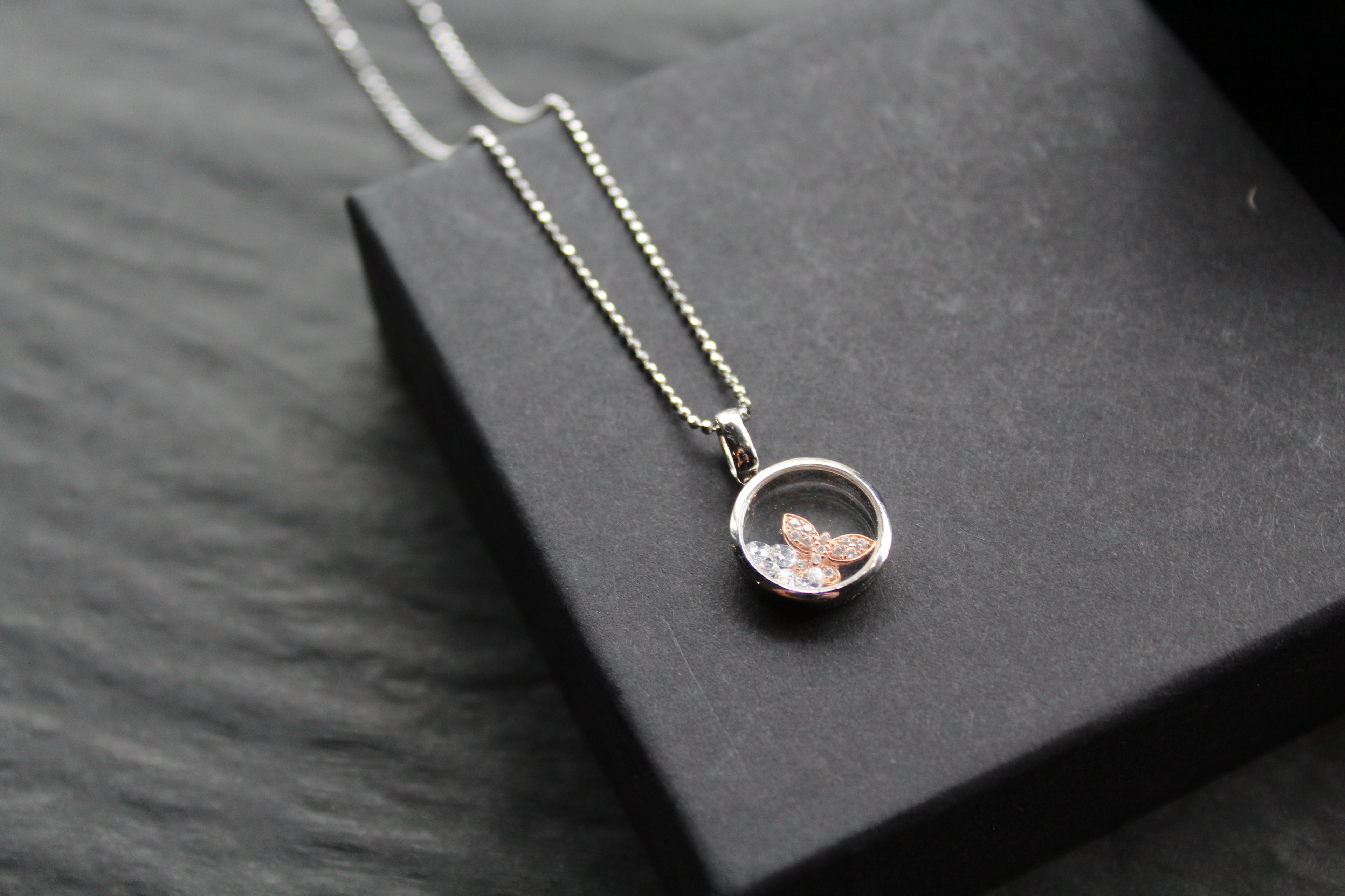Celestial Rose Butterfly Pendant & Chain