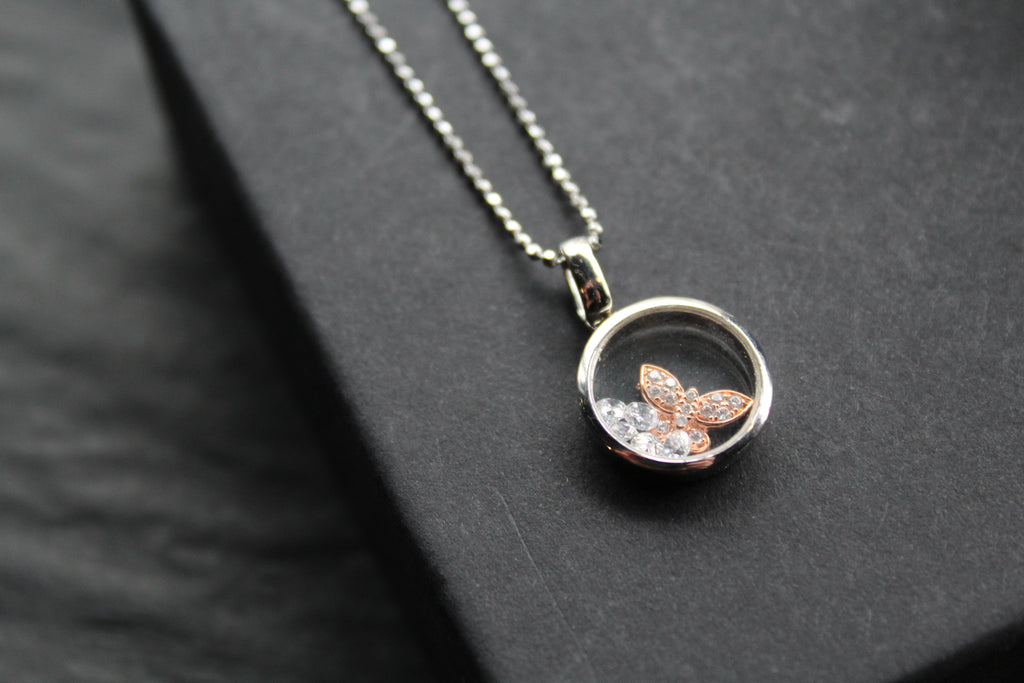 Celestial Rose Butterfly Pendant & Chain