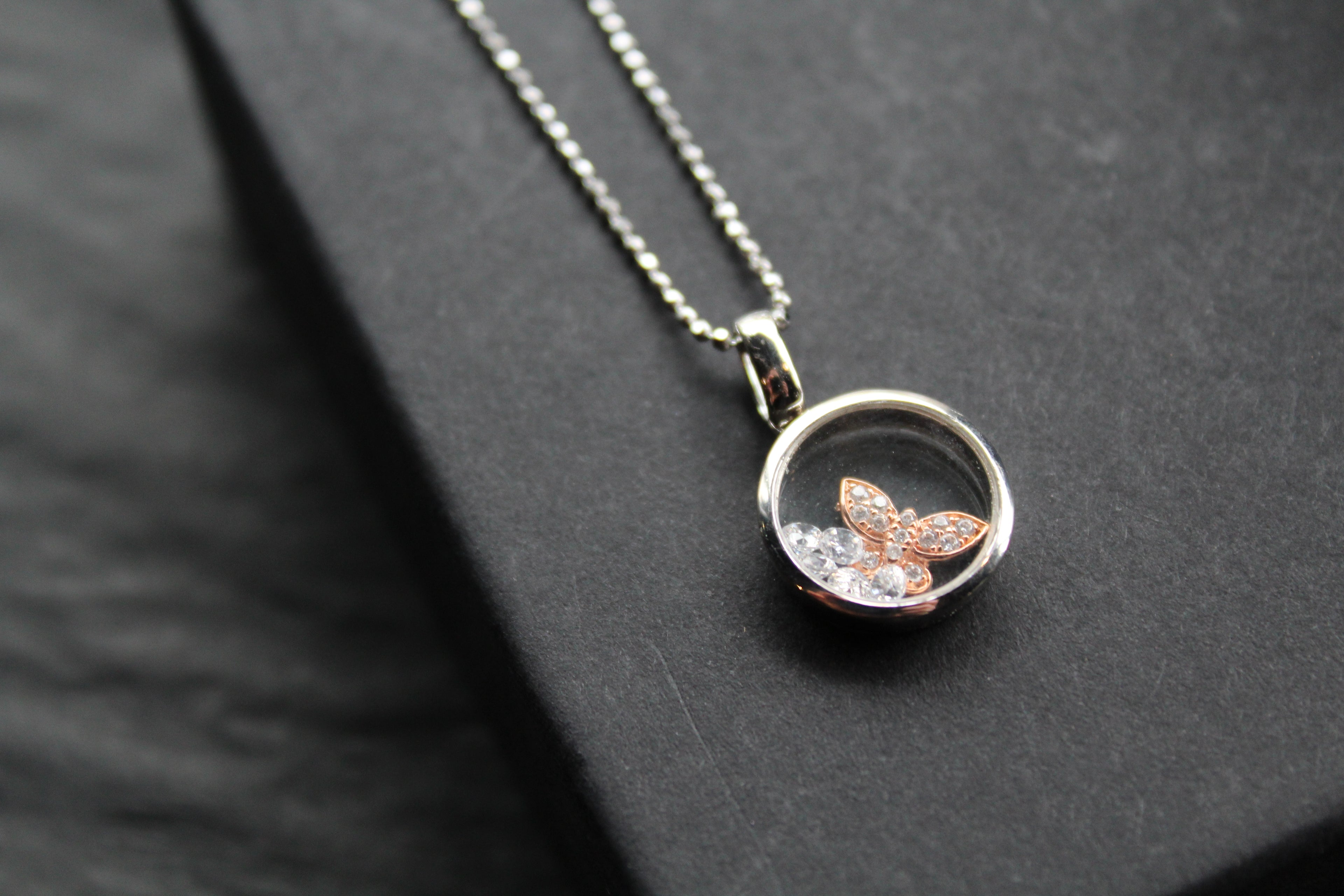 Celestial Rose Butterfly Pendant & Chain