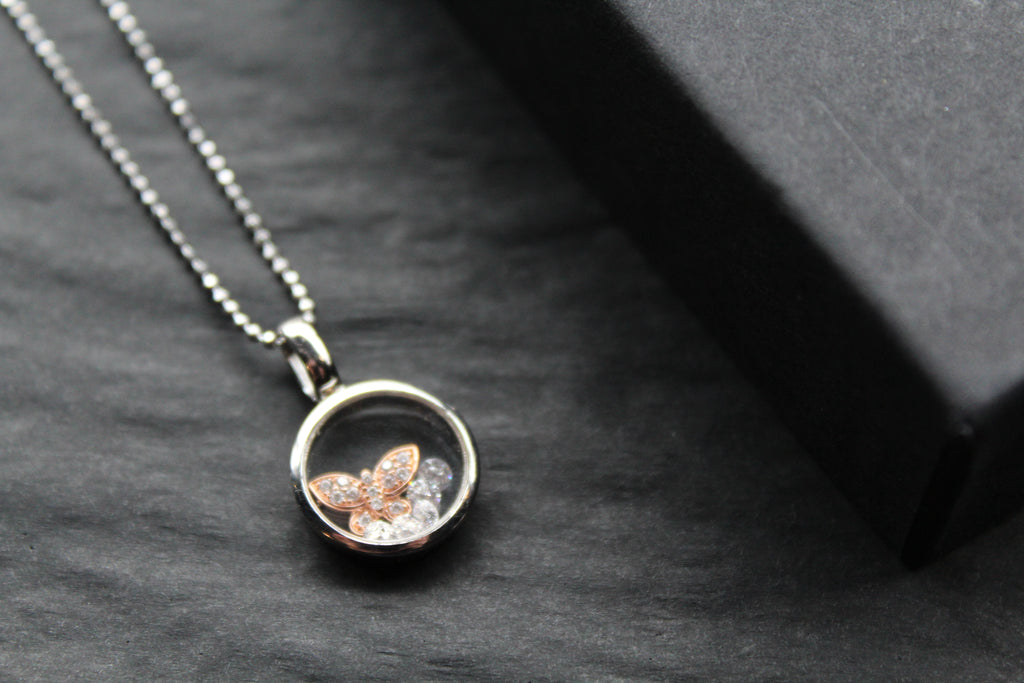 Celestial Rose Butterfly Pendant & Chain
