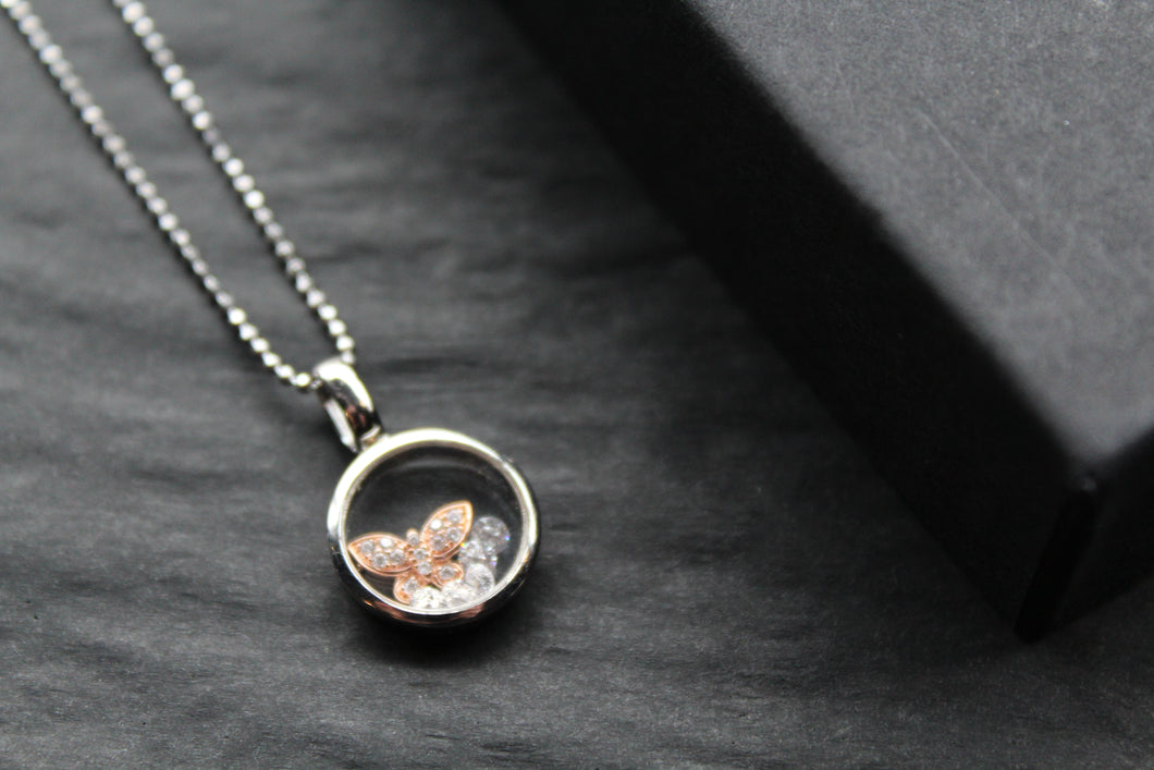 Celestial Rose Butterfly Pendant & Chain