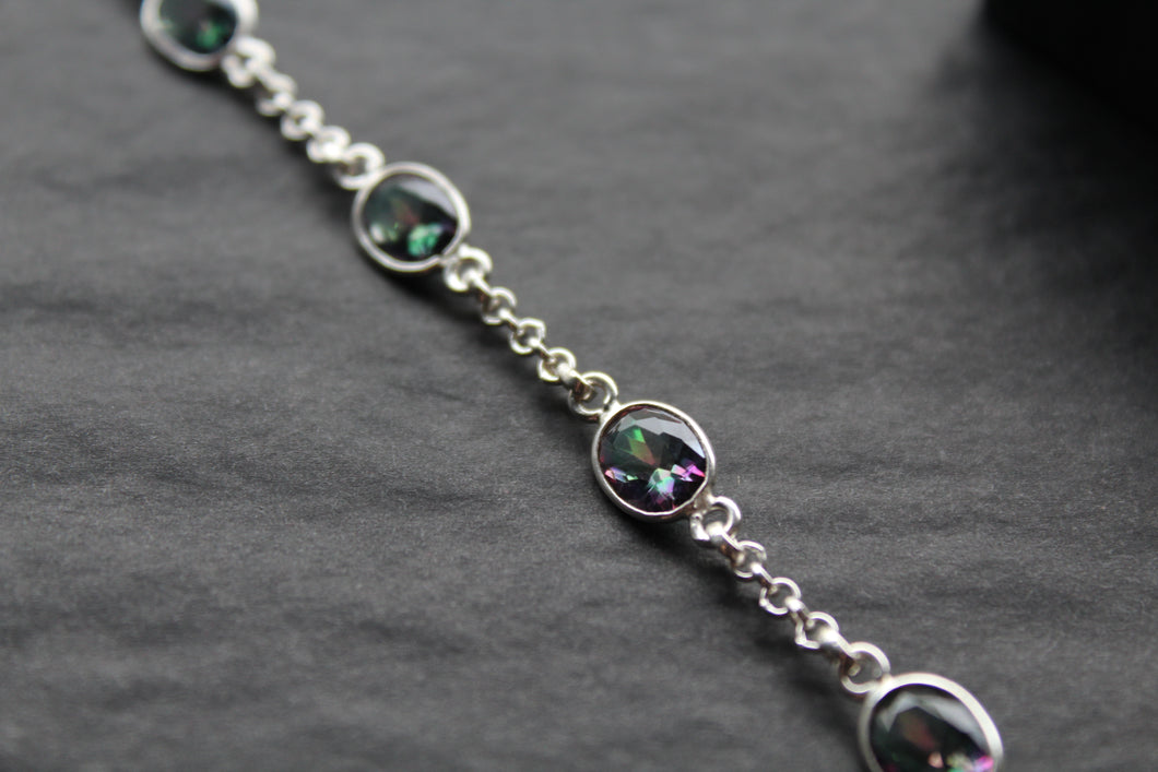 Chain Linked Mystic Topaz Bracelet