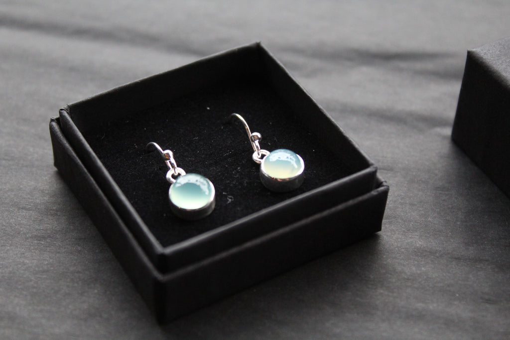 Chalcedony Round Silver Earrings