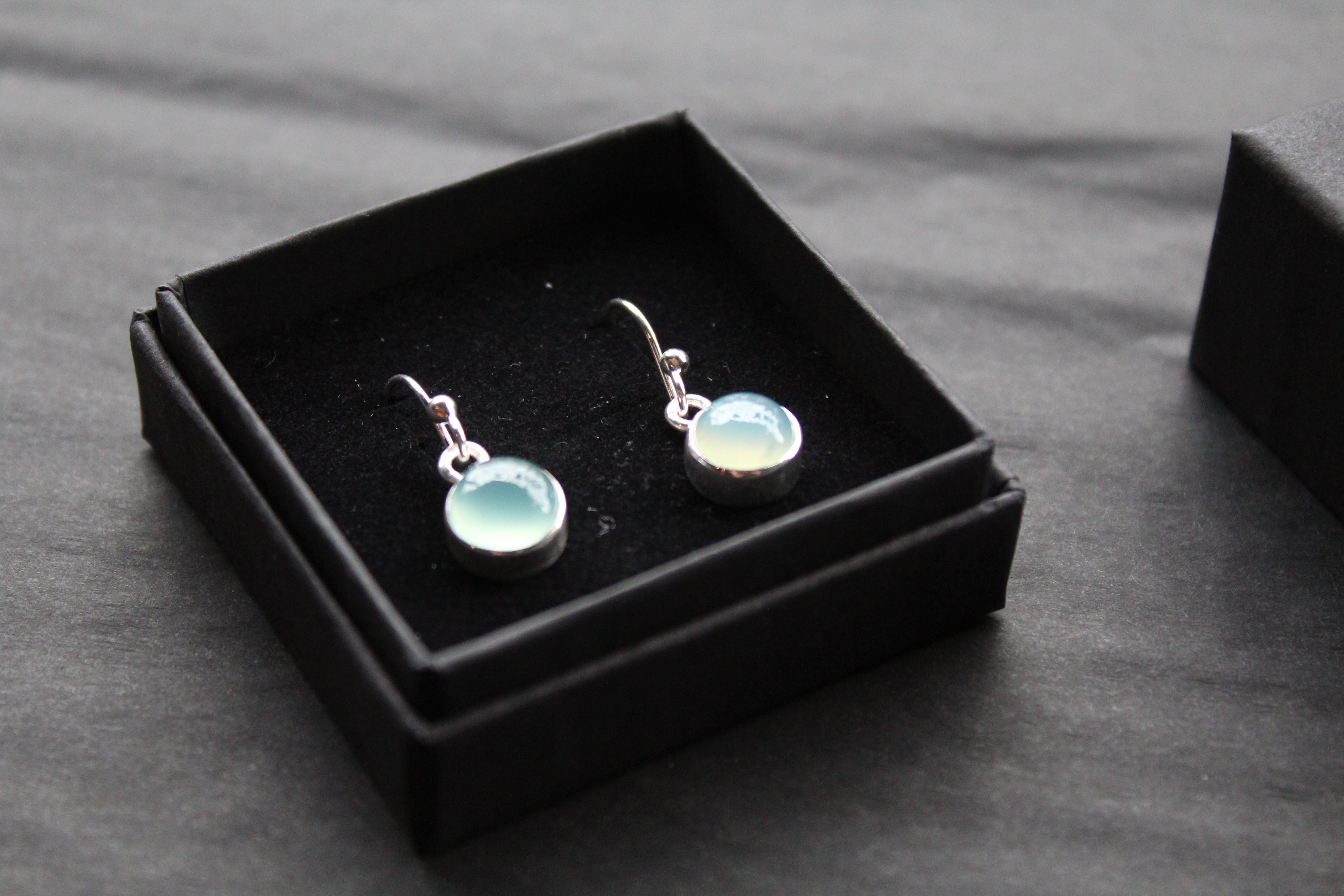 Chalcedony Round Silver Earrings