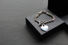 Load image into Gallery viewer, T- bar Silver Heart charm bracelet
