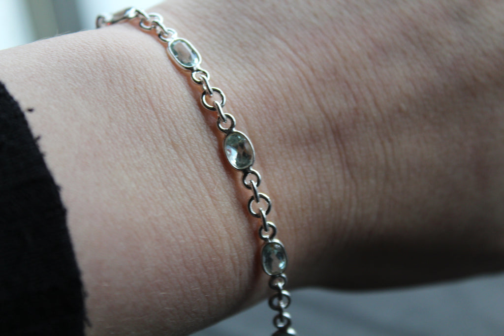 Citrine/Blue Topaz Chain Bracelet