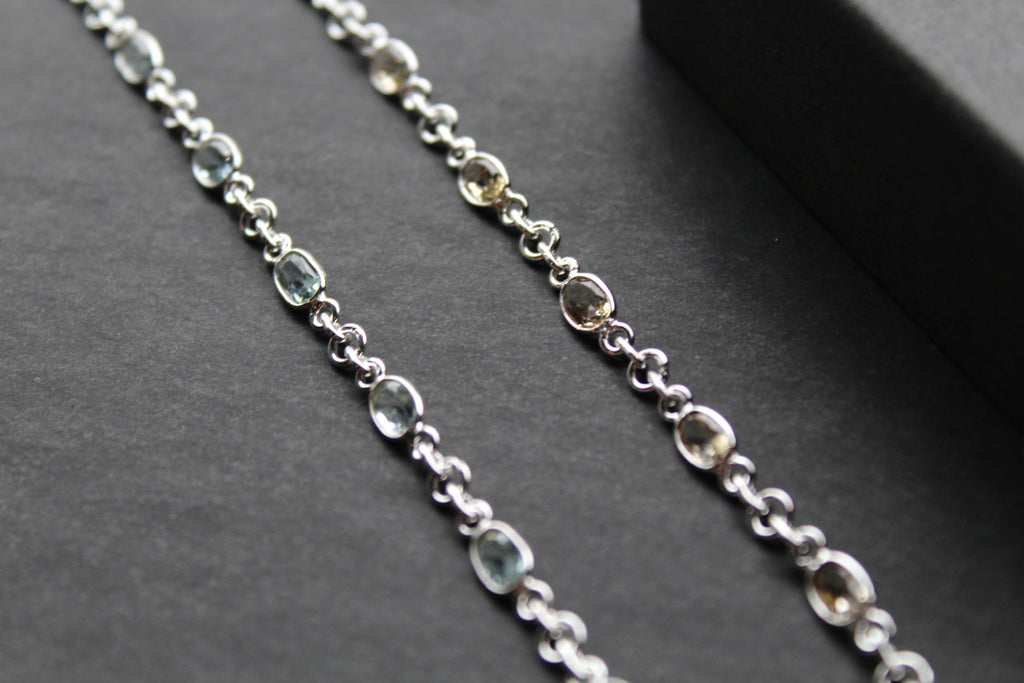 Citrine/Blue Topaz Chain Bracelet