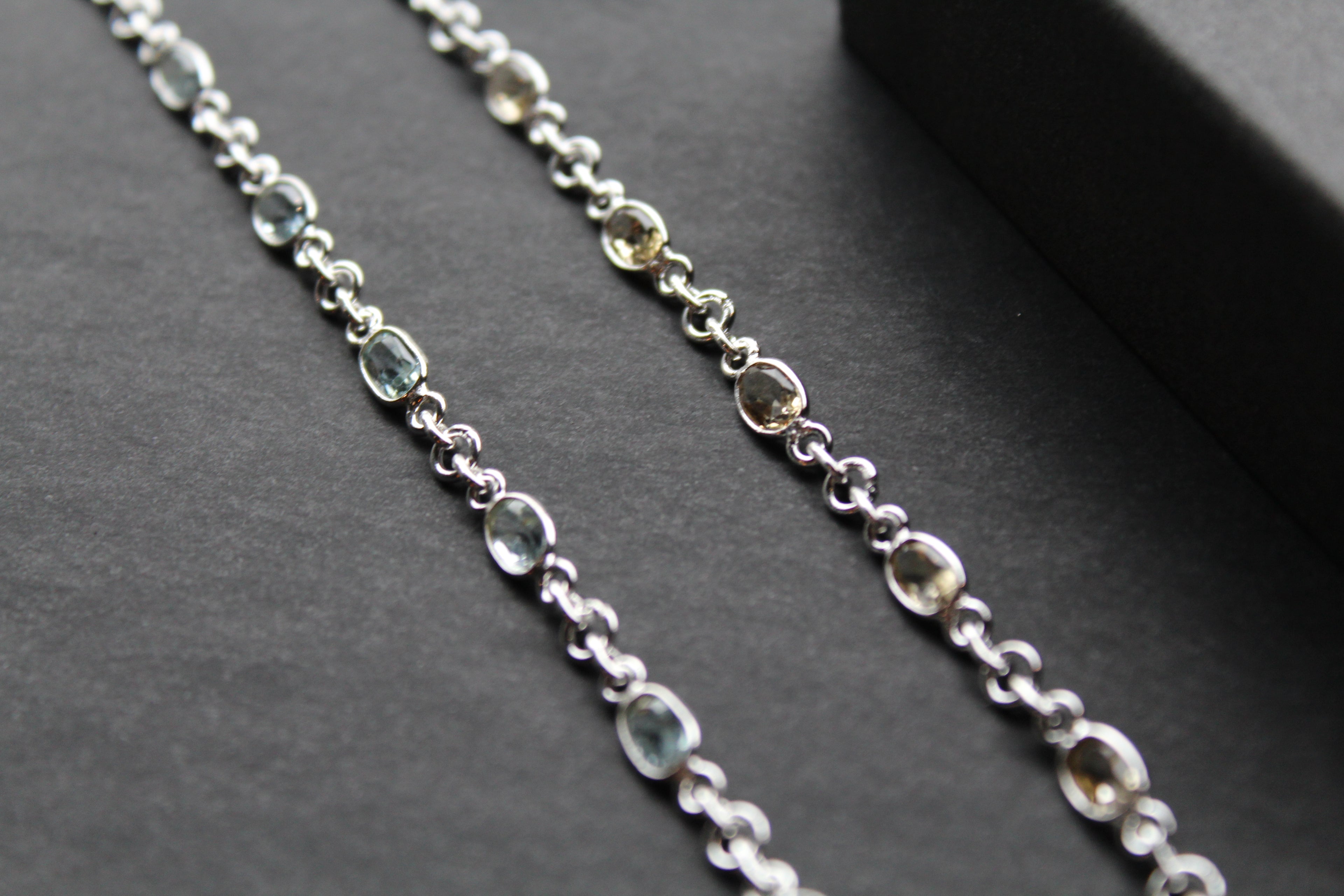 Citrine/Blue Topaz Chain Bracelet